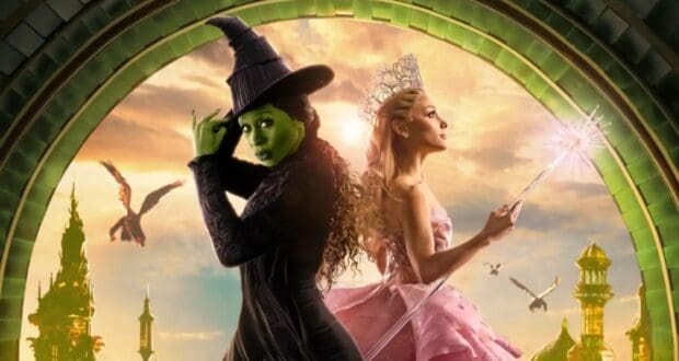 Elphaba (Cynthia Erivo) and Glinda (Ariana Grande) on the 'Wicked' poster
