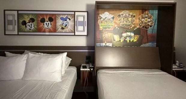 Hotel room with two beds at Walt Disney World Resort's All-Star Sports Resort.