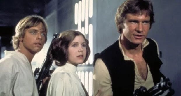 L to R: Luke, Leia, and Han in 'Star Wars'