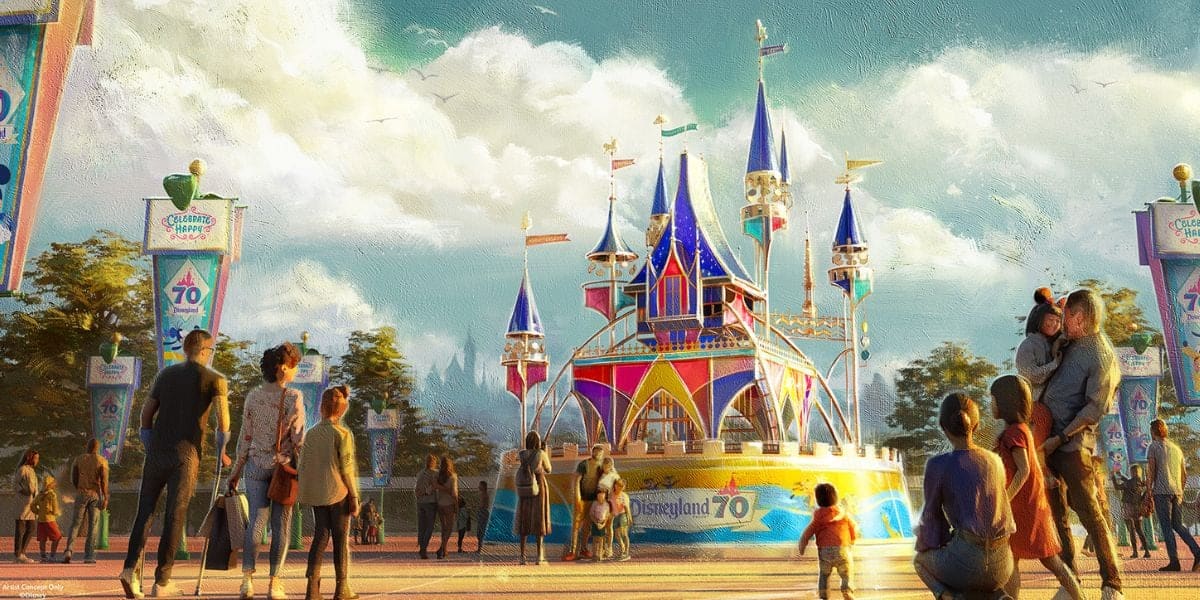 Concept art for the Disneyland70 sculpture celebrating Sleeping Beauty Castle