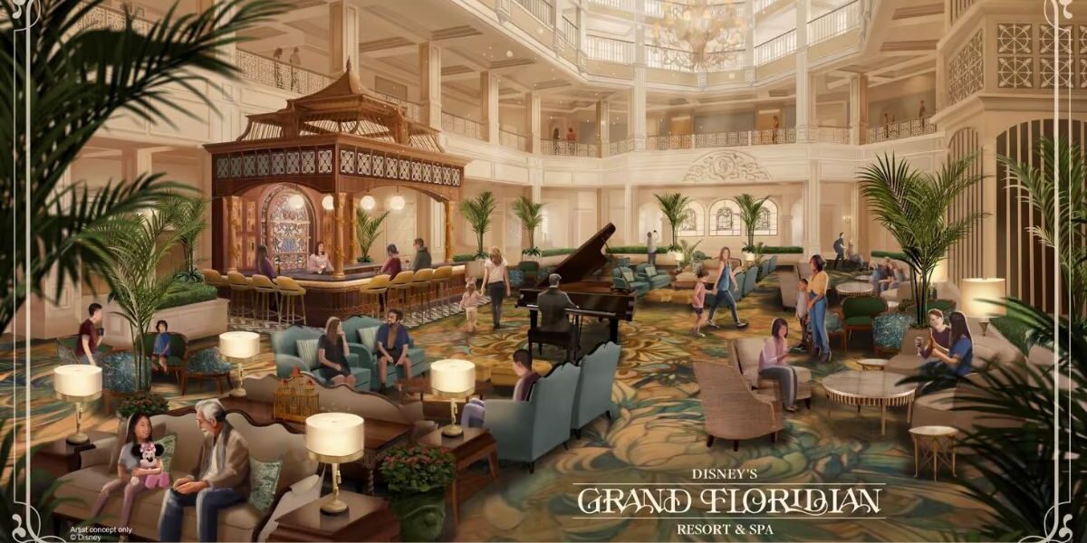 Concept art for the new lobby and bar area at Disney's Grand Floridian Resort & Spa.