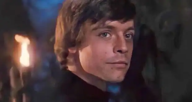 Luke Skywalker (Mark Hamill) looking at the Force Ghosts at the end of 'Return of the Jedi'
