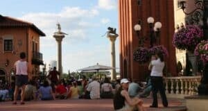 People in the Italy World Showcase Pavilion at EPCOT.