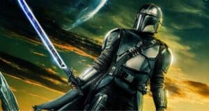 The Mandalorian wielding the Darksaber
