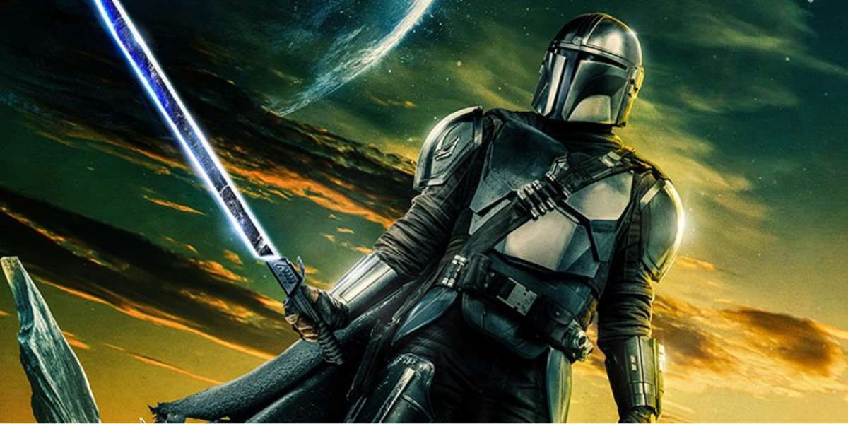 The Mandalorian wielding the Darksaber