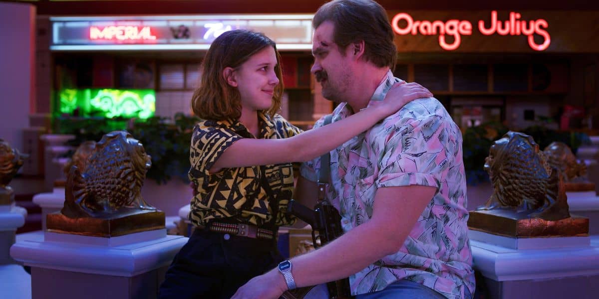 Eleven and Hopper embrace in 'Stranger Things'