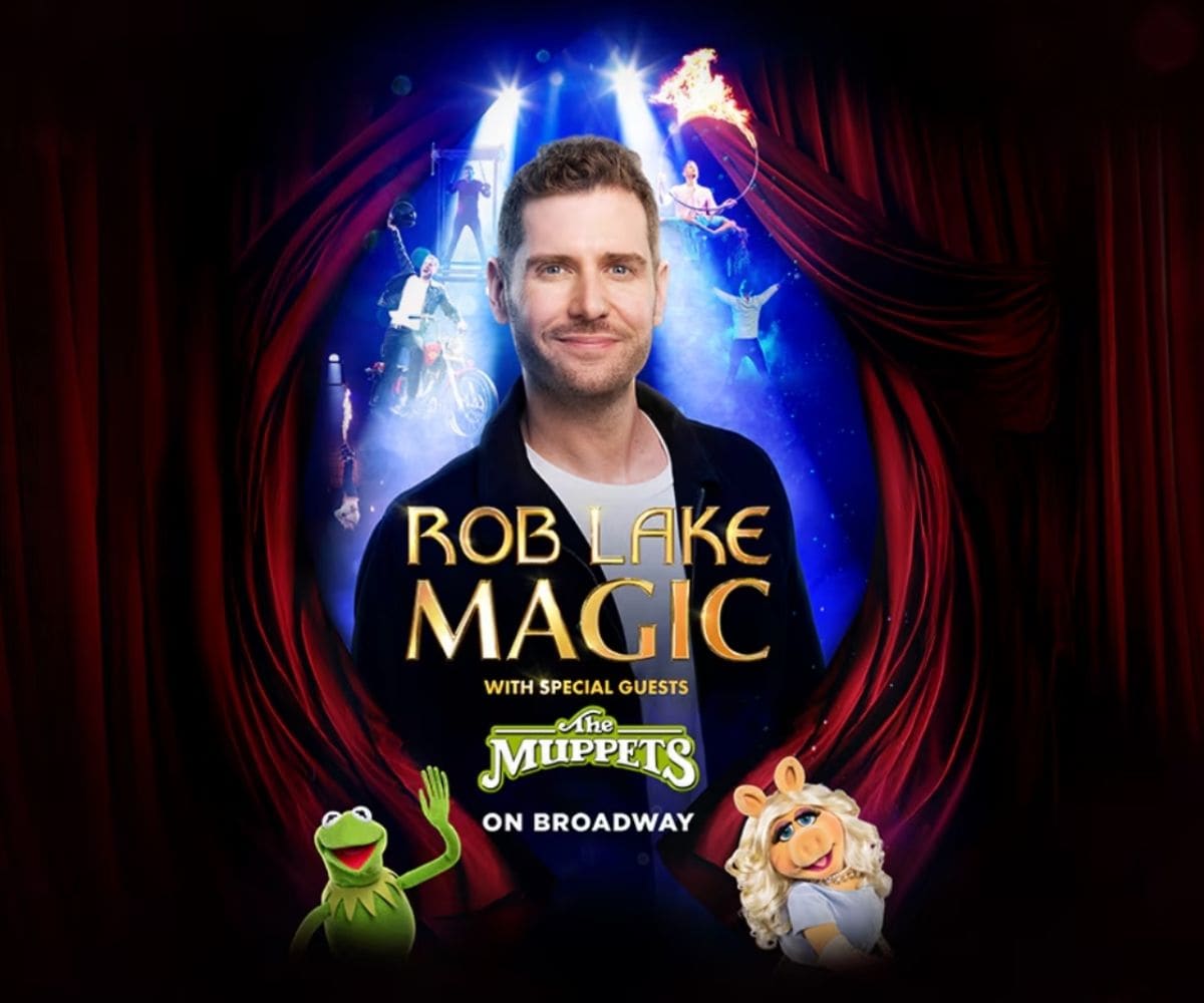 A promotional poster for "Rob Lake Magic With Special Guests The Muppets" 