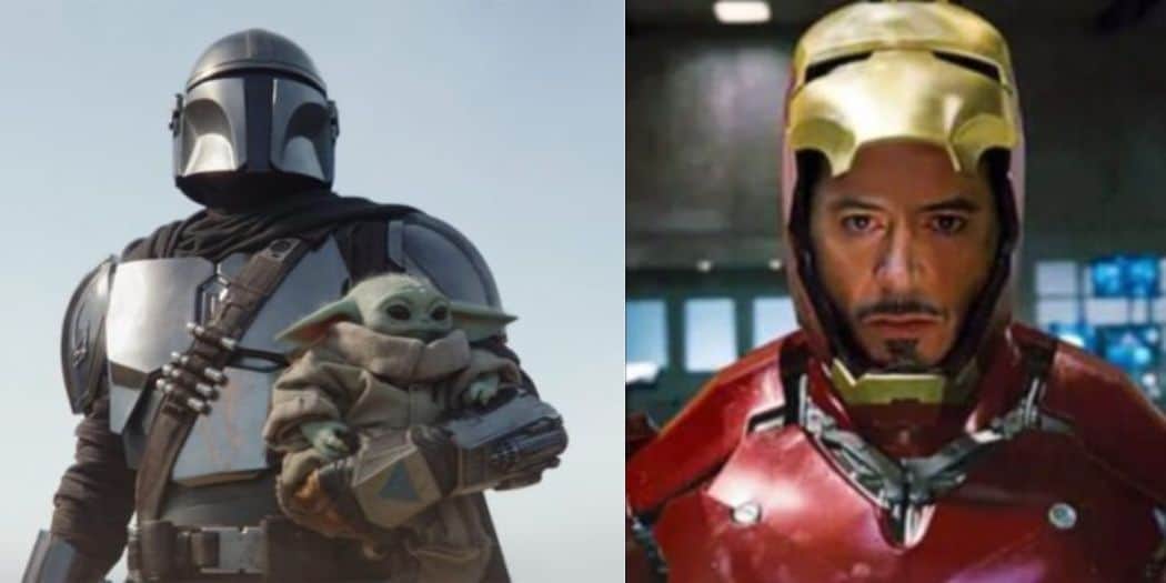 The Mandalorian and Grogu join Iron Man in his armor, ready for an Avengers: Doomsday team-up at a future Disney Parks event.