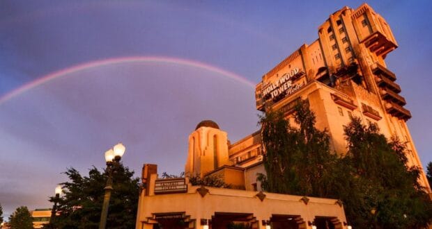 Rainbow over Tower of Terror at Disneyland Paris