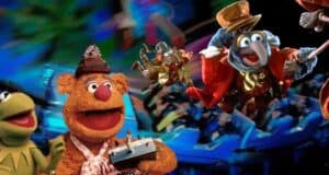 Kermit, Fozzie, Gonzo, and Rizzo the Rat bring The Muppets’ lively antics to a vibrant, theme park-style setting.