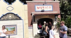 Guests line up at the Mexico booth during the EPCOT International Food & Wine Festival