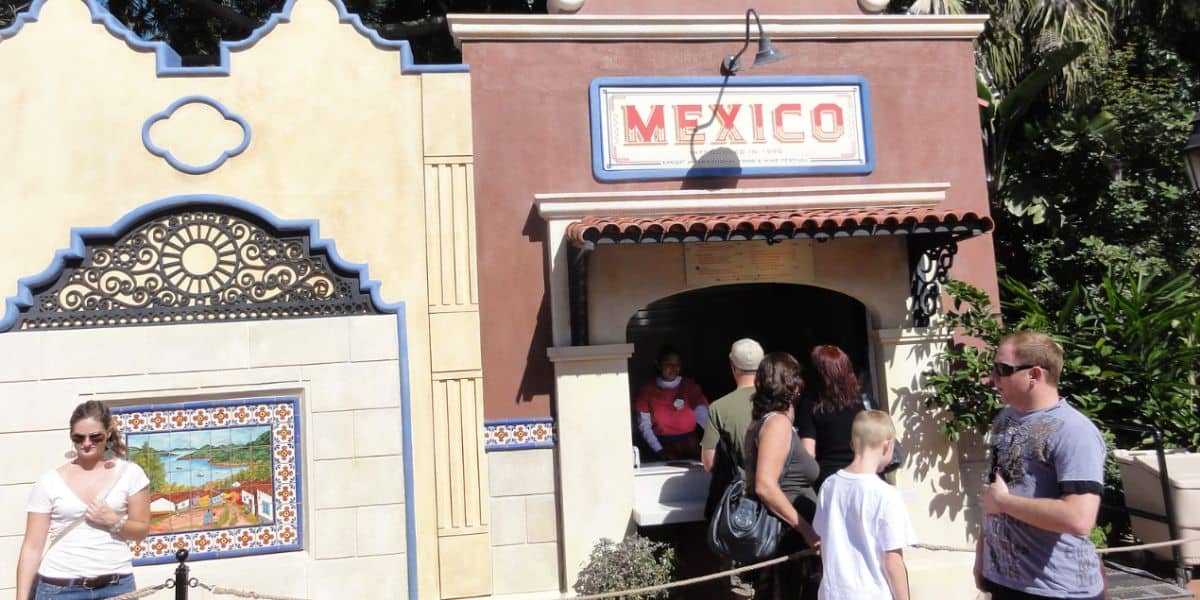 Guests line up at the Mexico booth during the EPCOT International Food & Wine Festival