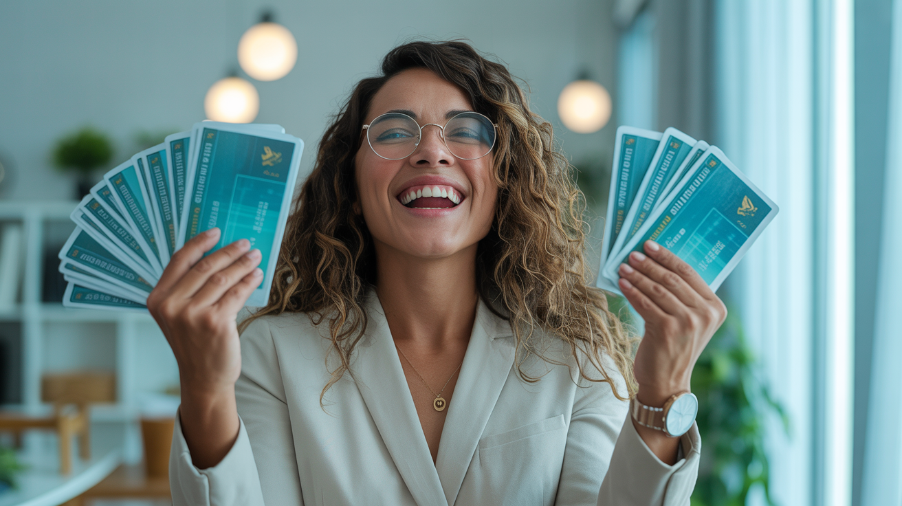 Pessoa comemorando a quitação de suas dívidas com expressão de alívio e felicidade