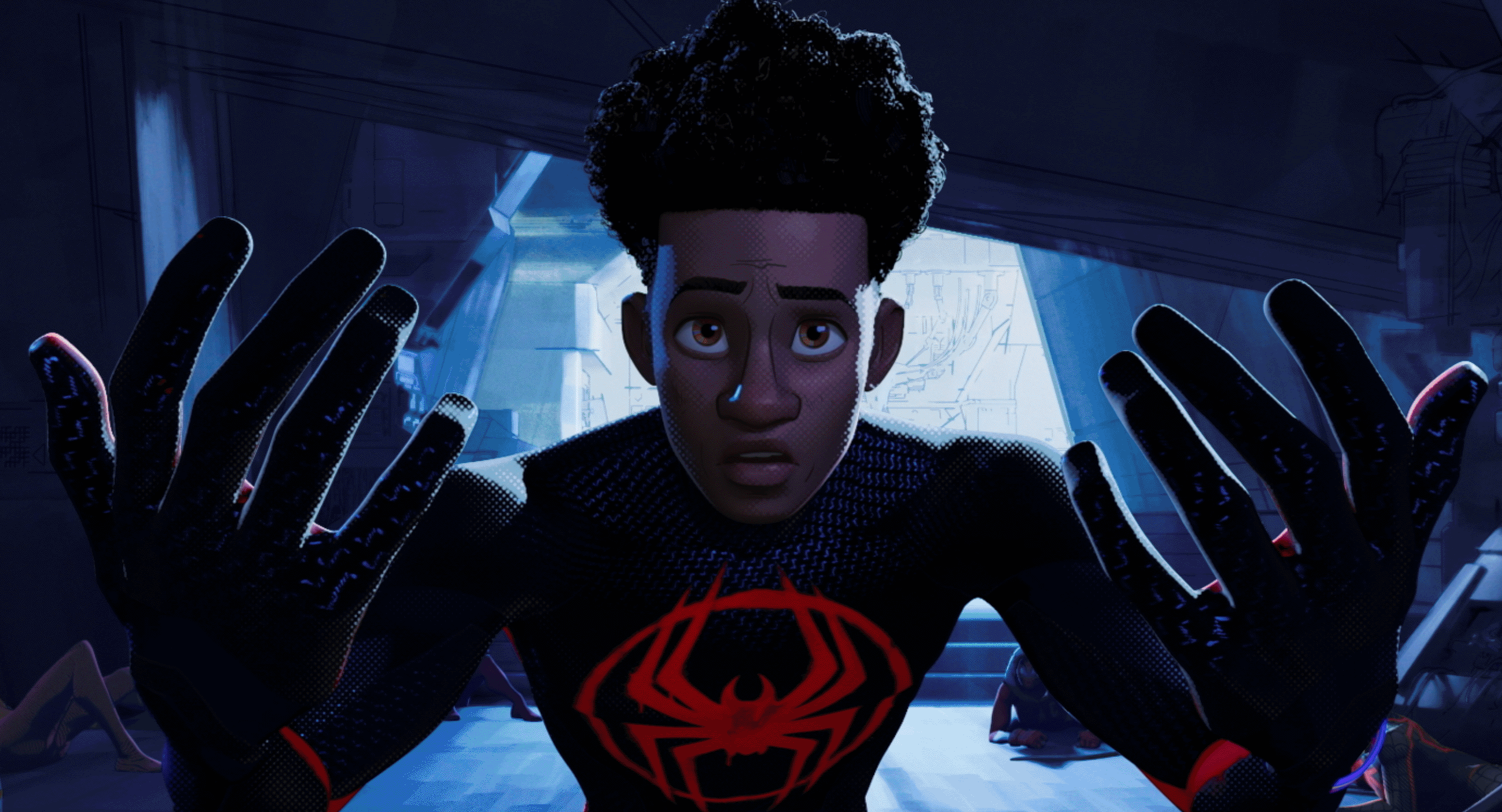 Vibrant computer-animated superhero character with a black and red costume, focusing on digital post-production editing at DIVO Post Production for high-quality visual effects.
