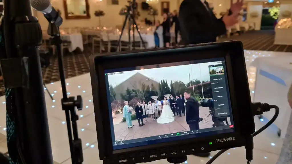 Elegant wedding ceremony captured on professional camera at DJ Dumplings event.