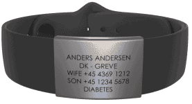 Djuva Brave ID armbånd, klassisk justerbart silikone armbånd uden metallås