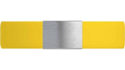 DJUVA Beat ID armbånd: Gul silikone ID-armbånd med sølvlås