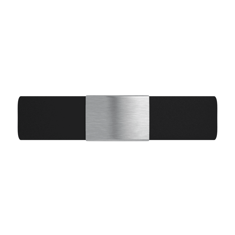 DJUVA Trim ID armbånd: Elegant sort silikone ID-armbånd med en børstet sølvplade.