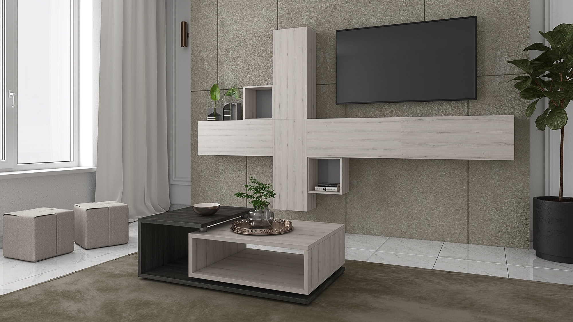 Ν63M Τραπέζι σαλονιού Ανισόπεδο ανοιχτό - Image 3