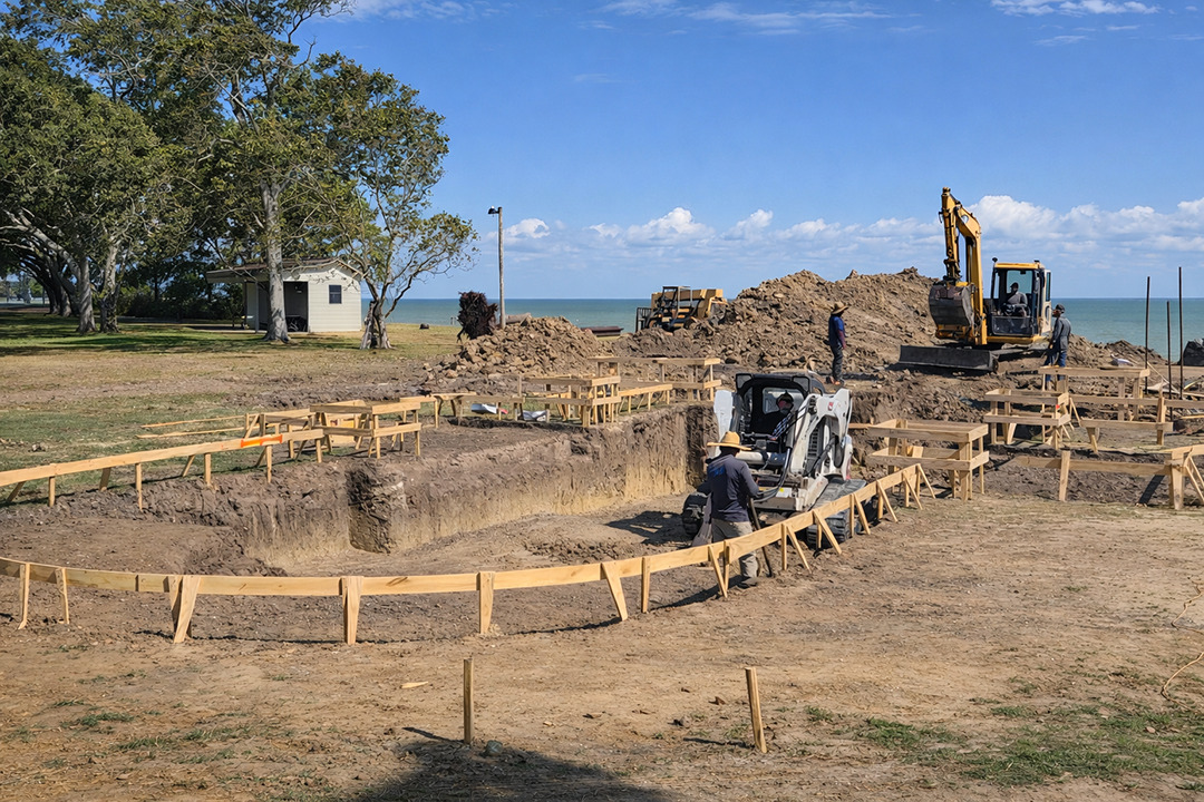 Houston Pool Builder pool excavation and site layout