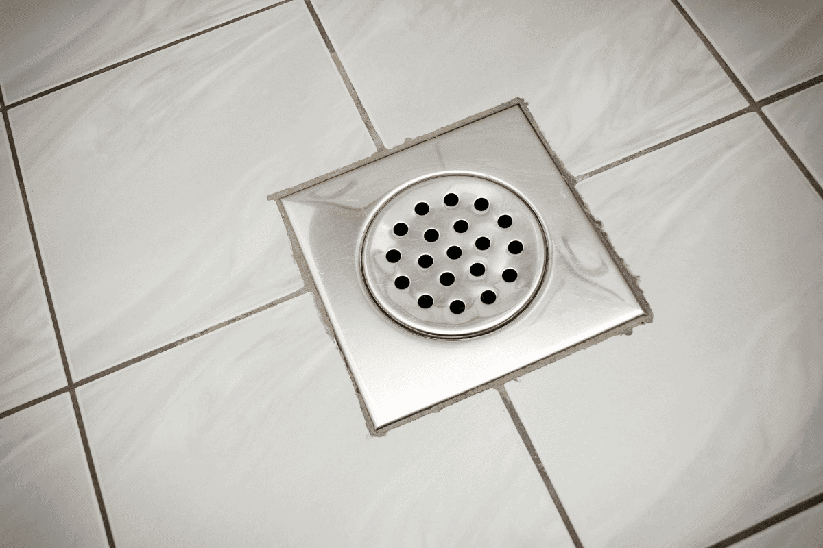 Close-up of a clean floor drain after professional maintenance