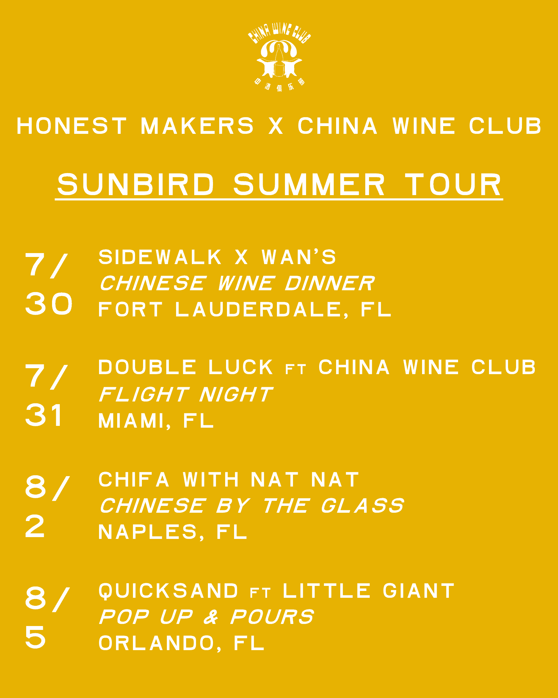Sunbird Summer Tour: Dates and Locations in Florida.