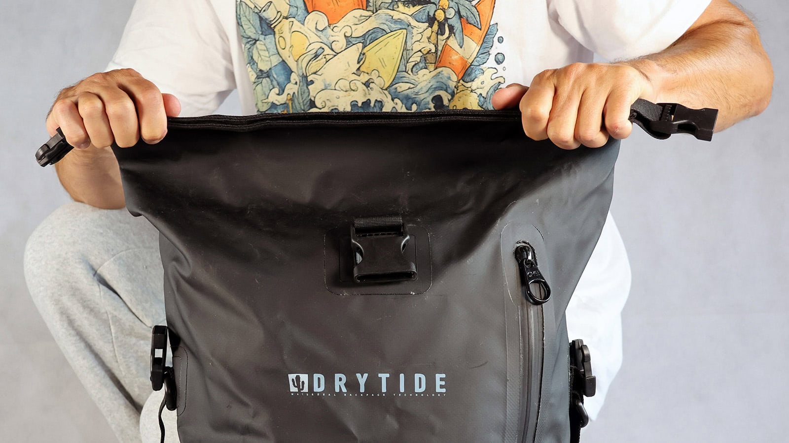 1. align the top 1. align the top (how to close a roll top on a waterproof backpack)