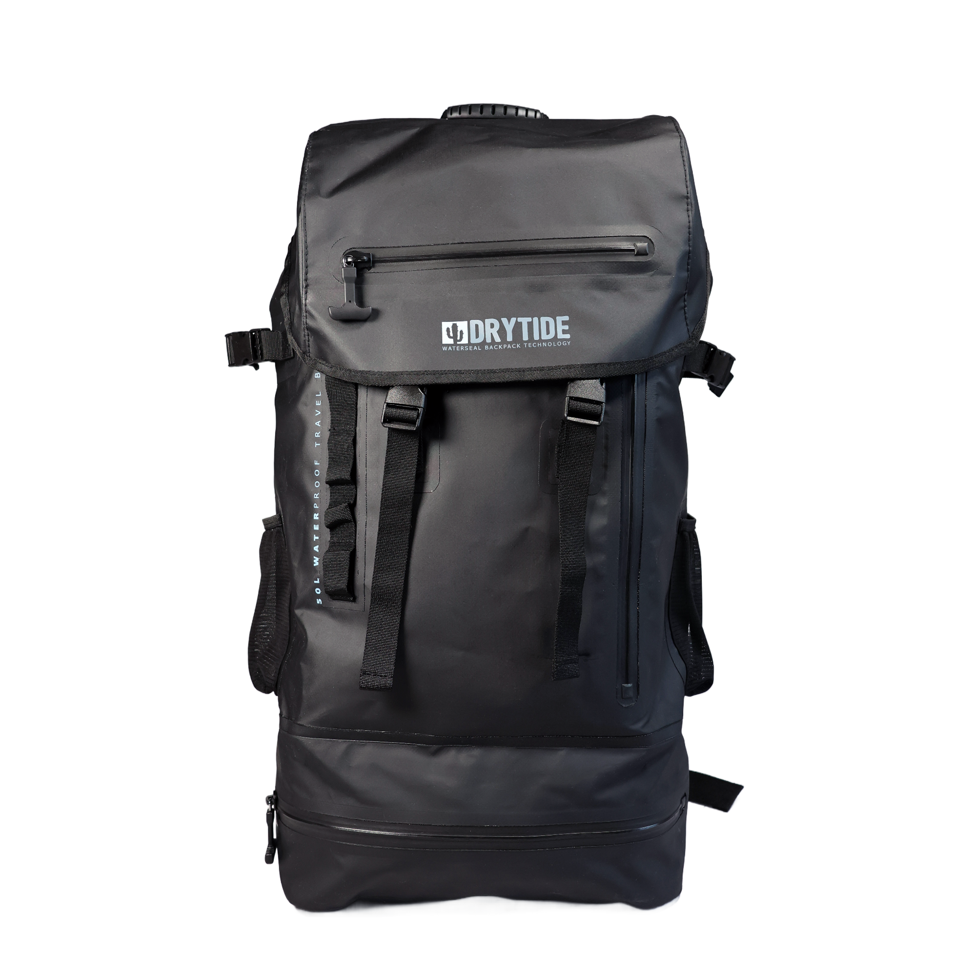 DryTide waterproof backpack with multiple compartments and adjustable straps.