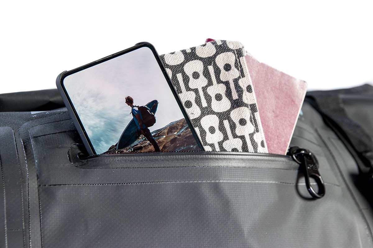 DryTide waterproof duffel bag external pocket