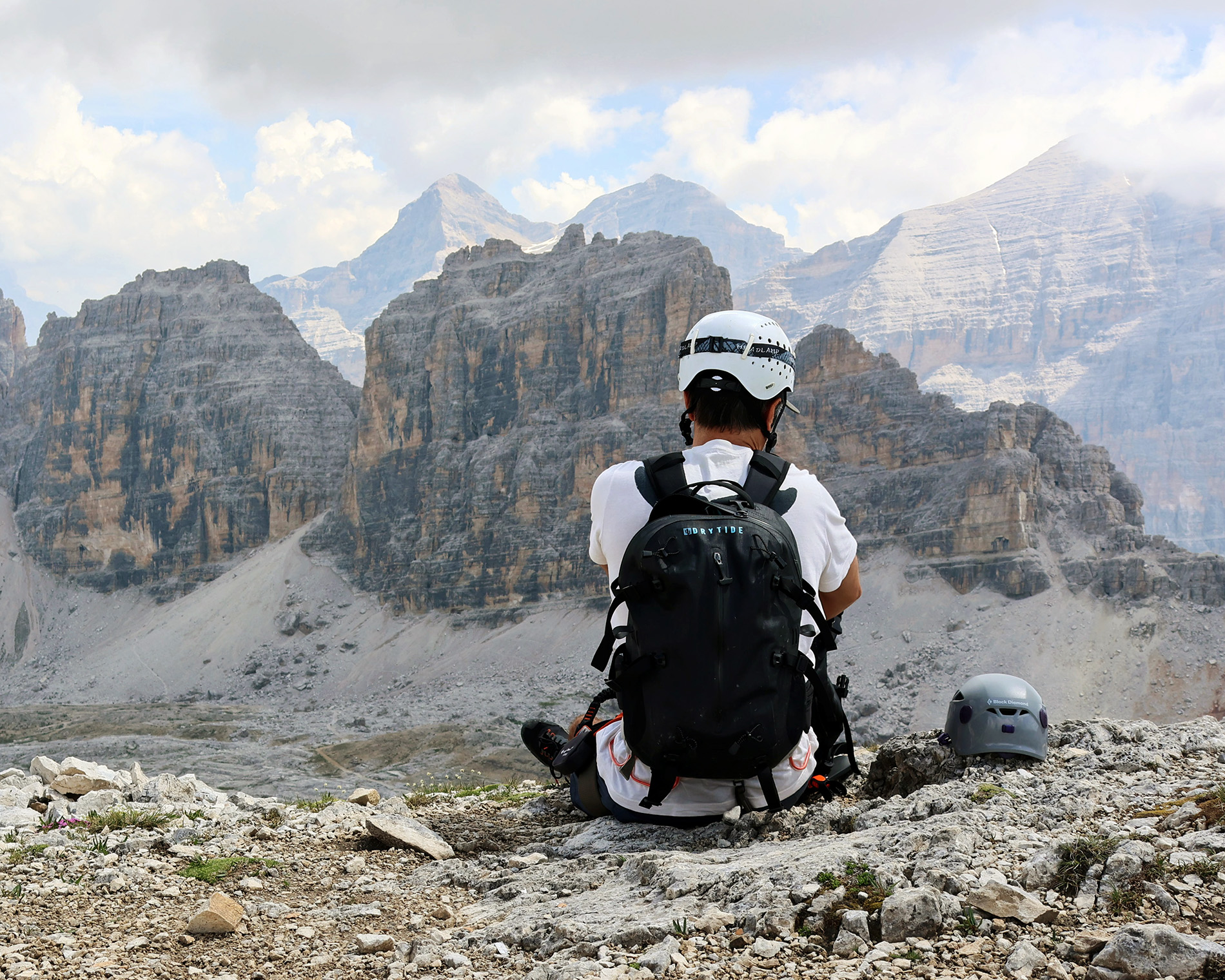 Point Nemo airtight backpack in Dolomites, Italy