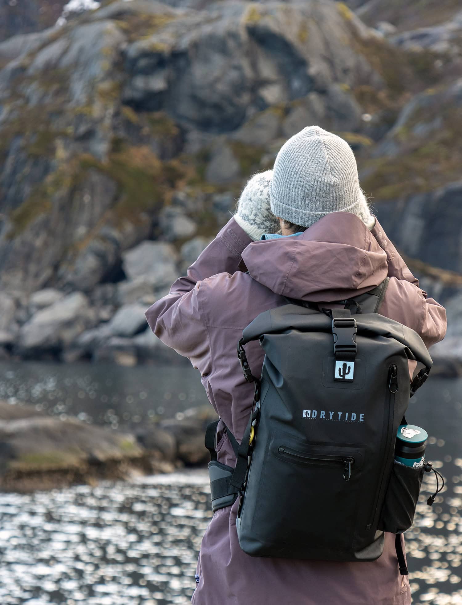 Waterproof backpack ideal for outdoor adventures and water activities.