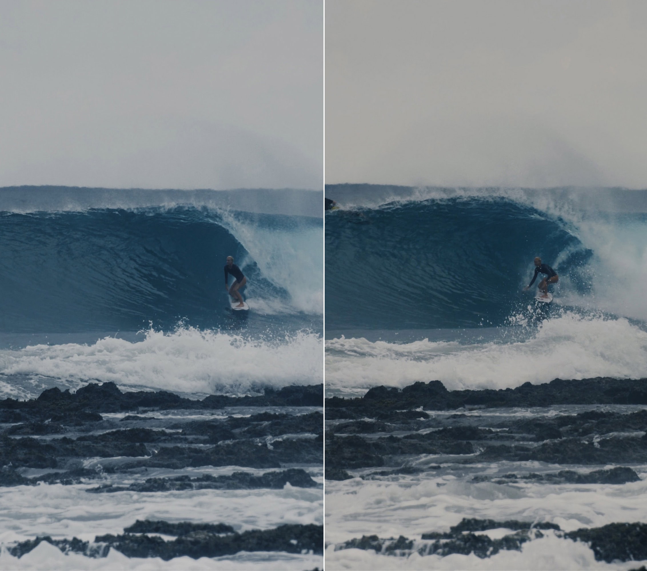 Christina, overhead and near a reef tattoo joint.