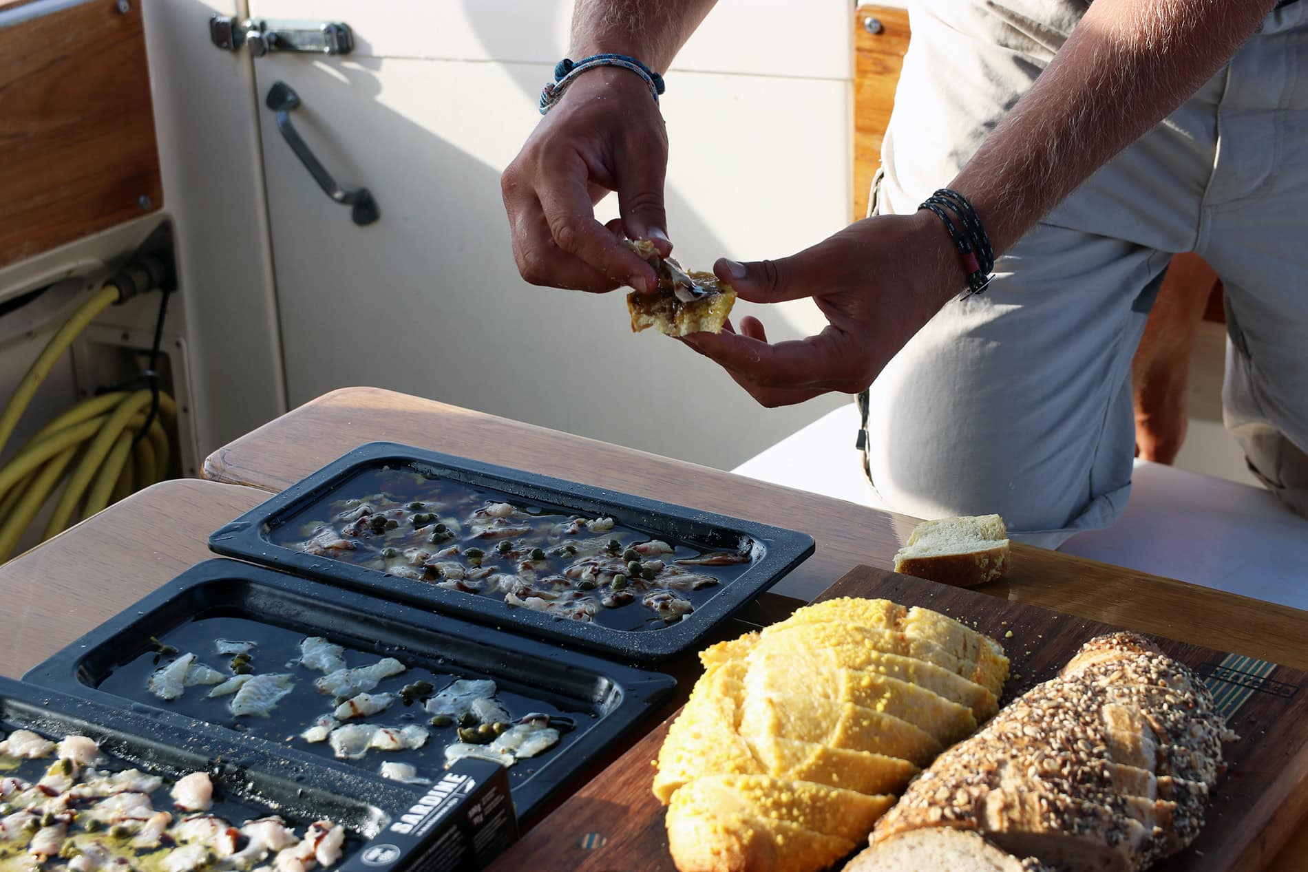 On board meal for hungry fishermen