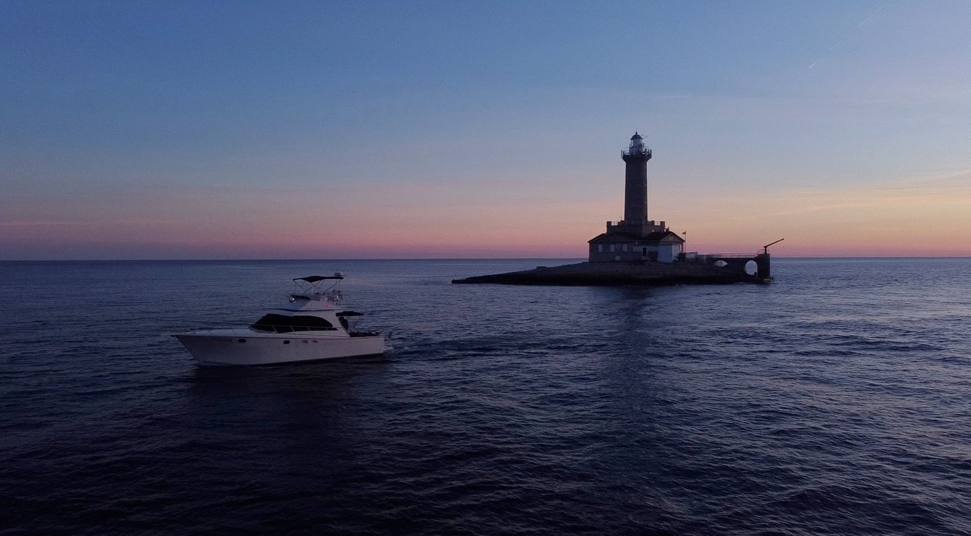 Tuna fishing boat at sunset