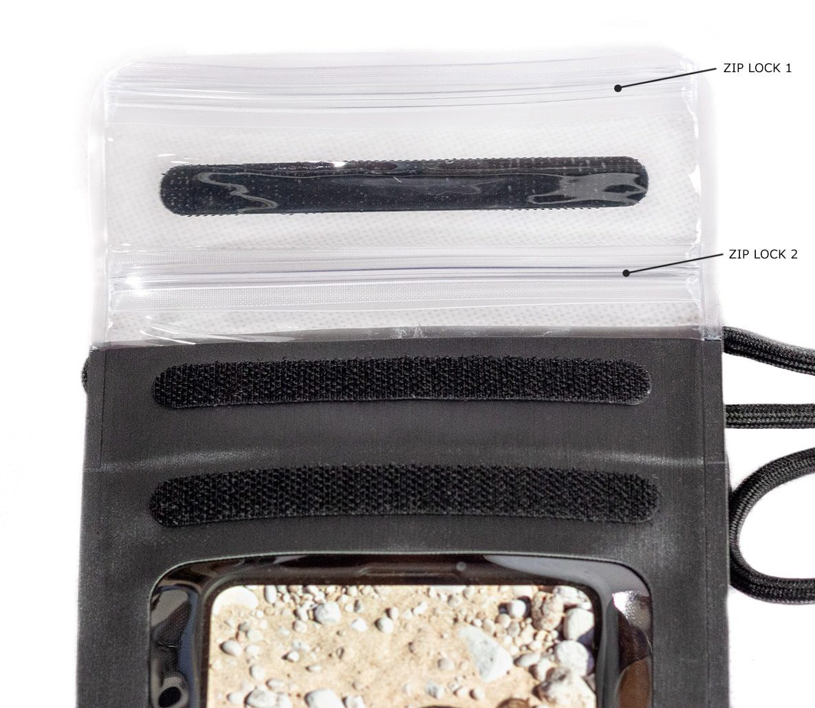 DRYTIDE Waterproof Gear Accessories Close-up of waterproof zipper locks for backpacks and dry bags.