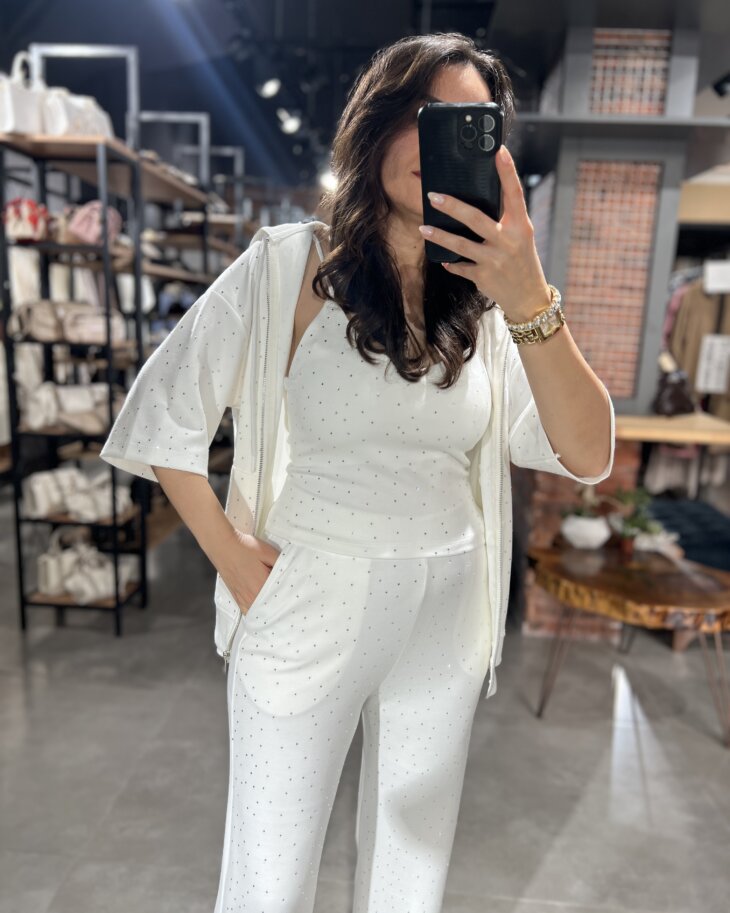 3lü Set Işıltılı Eşofman Takım