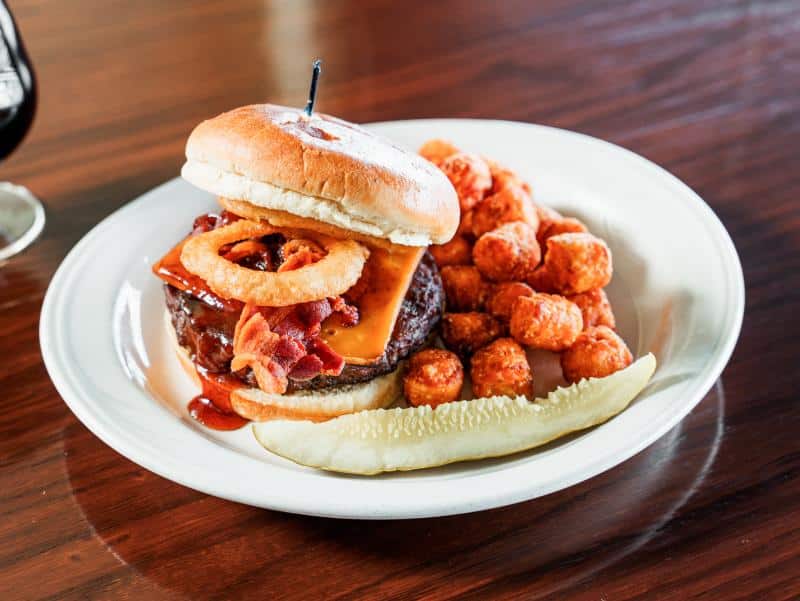 dustys tap room bacon onion ring burger