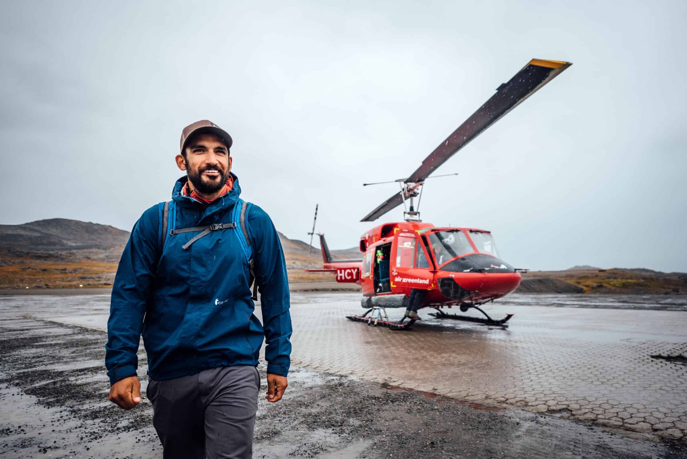 Air Greenland Heli in Kulusuk. Photo - Chris B. Lee, Visit Greenland
