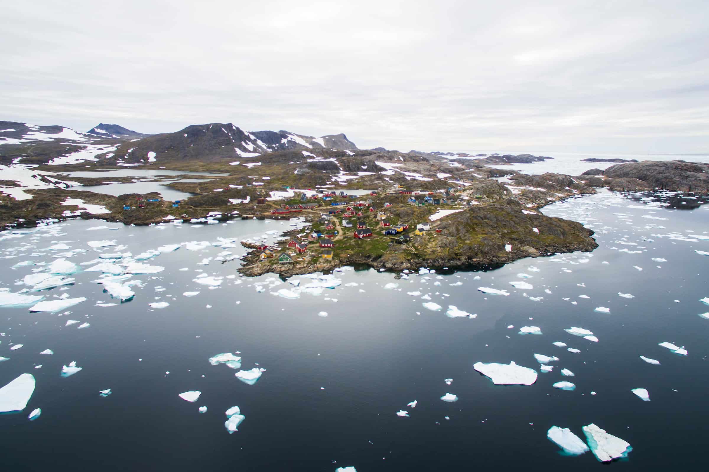 Aerial view of Kulusuk and surroundings