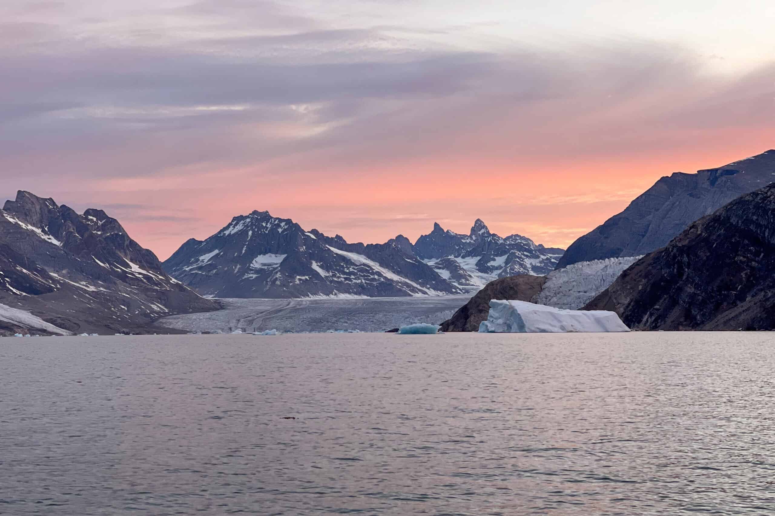Glacier view during sunset.