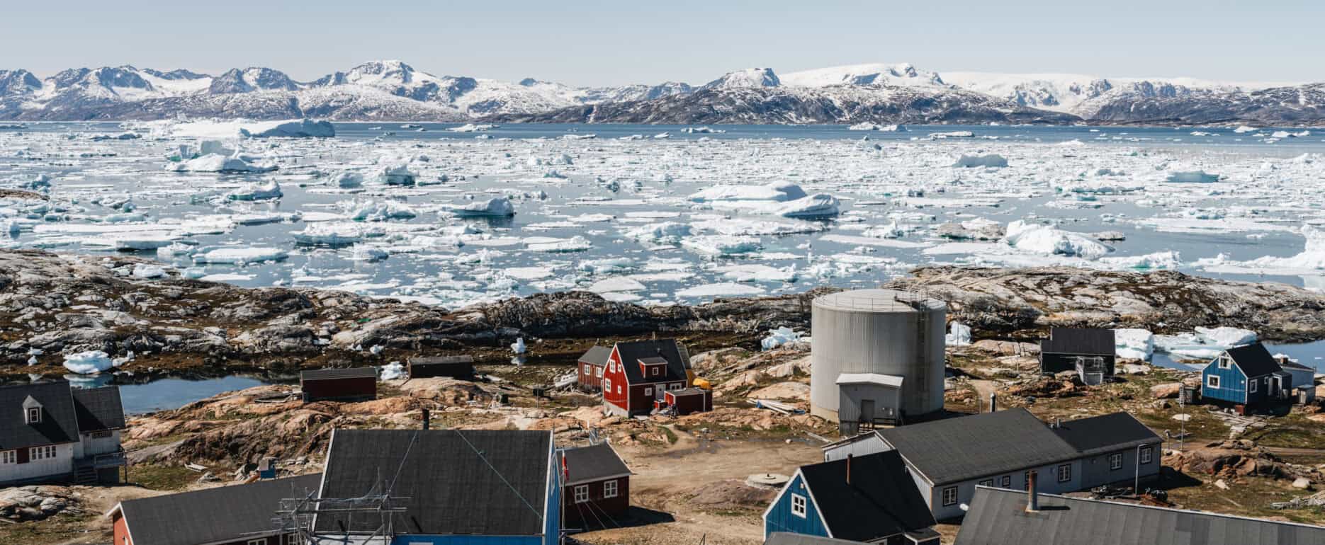 Mesmerizing view over the Sermilik Fjord and the impressive icebergs.