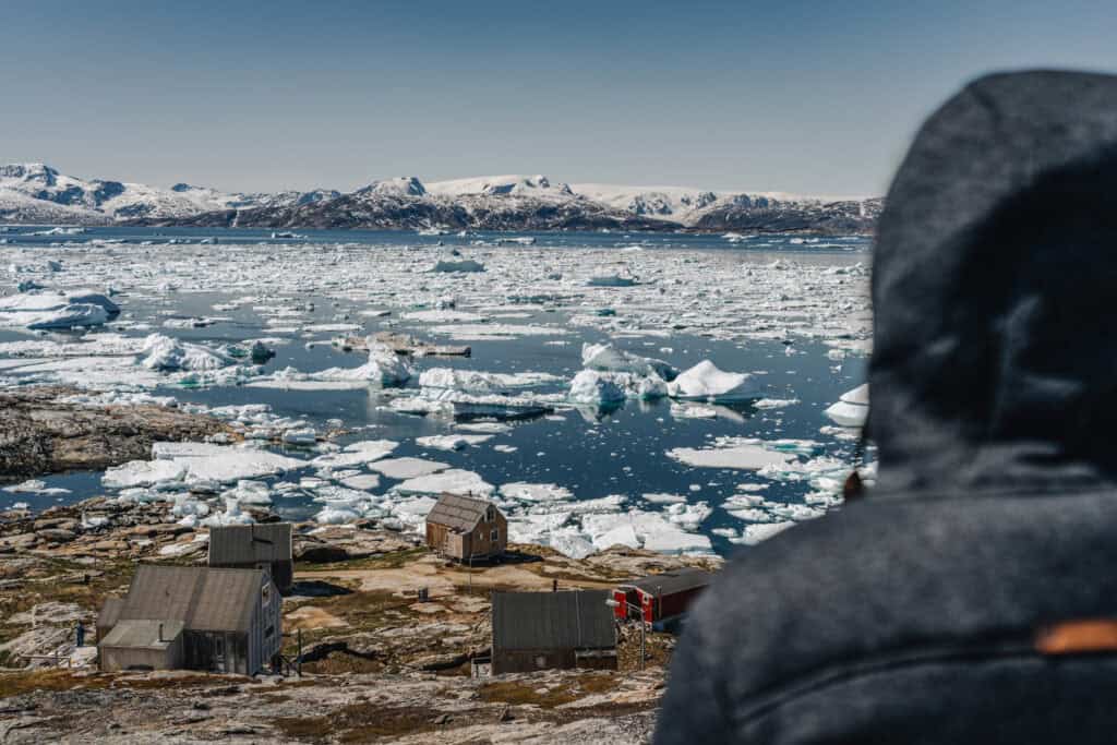 View over Tiilerilaaq, Icebergs and Glaciers.. Photo by Filip Gielda