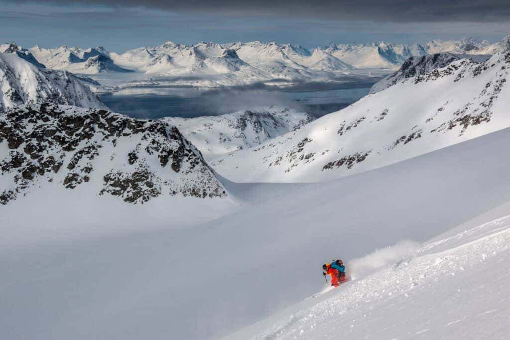 Skiing in the untouched landscapes of East Greenland. Photo by Pirhuk