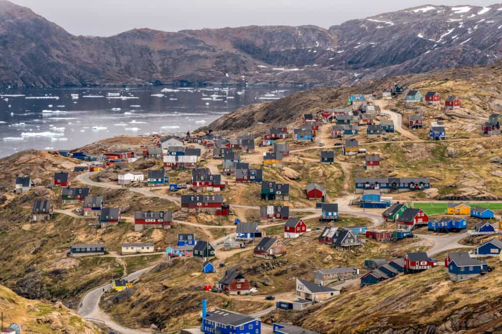 View over Tasiilaq towards heliport. Photo by Filip Gielda - Visit East Greenland