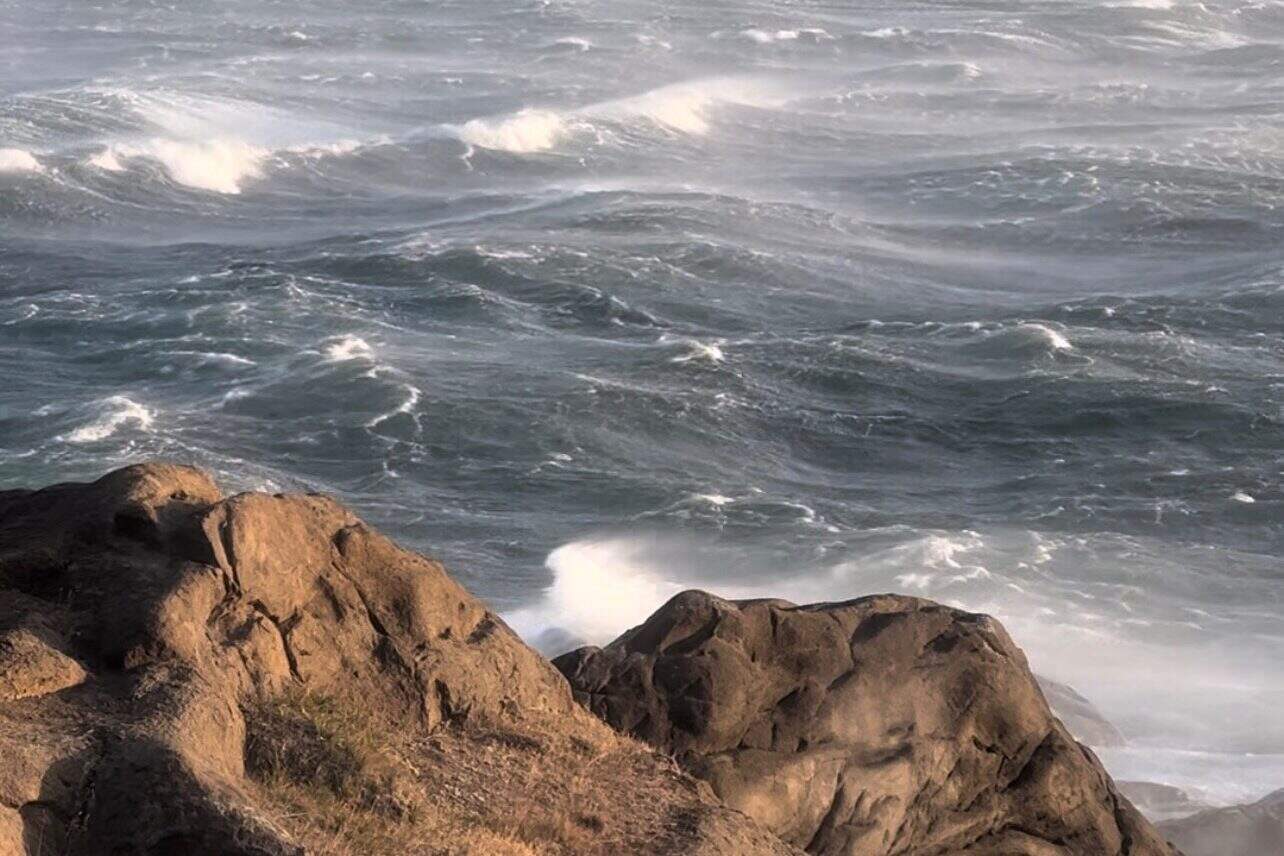 During a 'piteraq' storm in Tasiilaq.