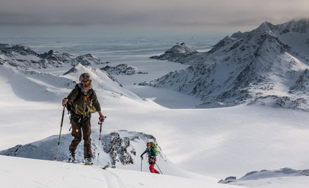 Making your way up the mountain on skis. Photo by Pirhuk