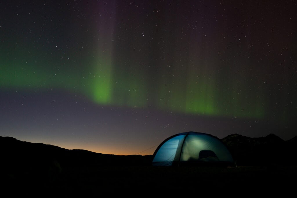 Aurora Borealis at camp in Ammassalik.
