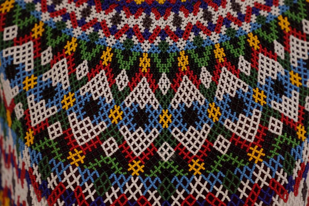 embroidered pearl collar of a Greenlandic national costume.