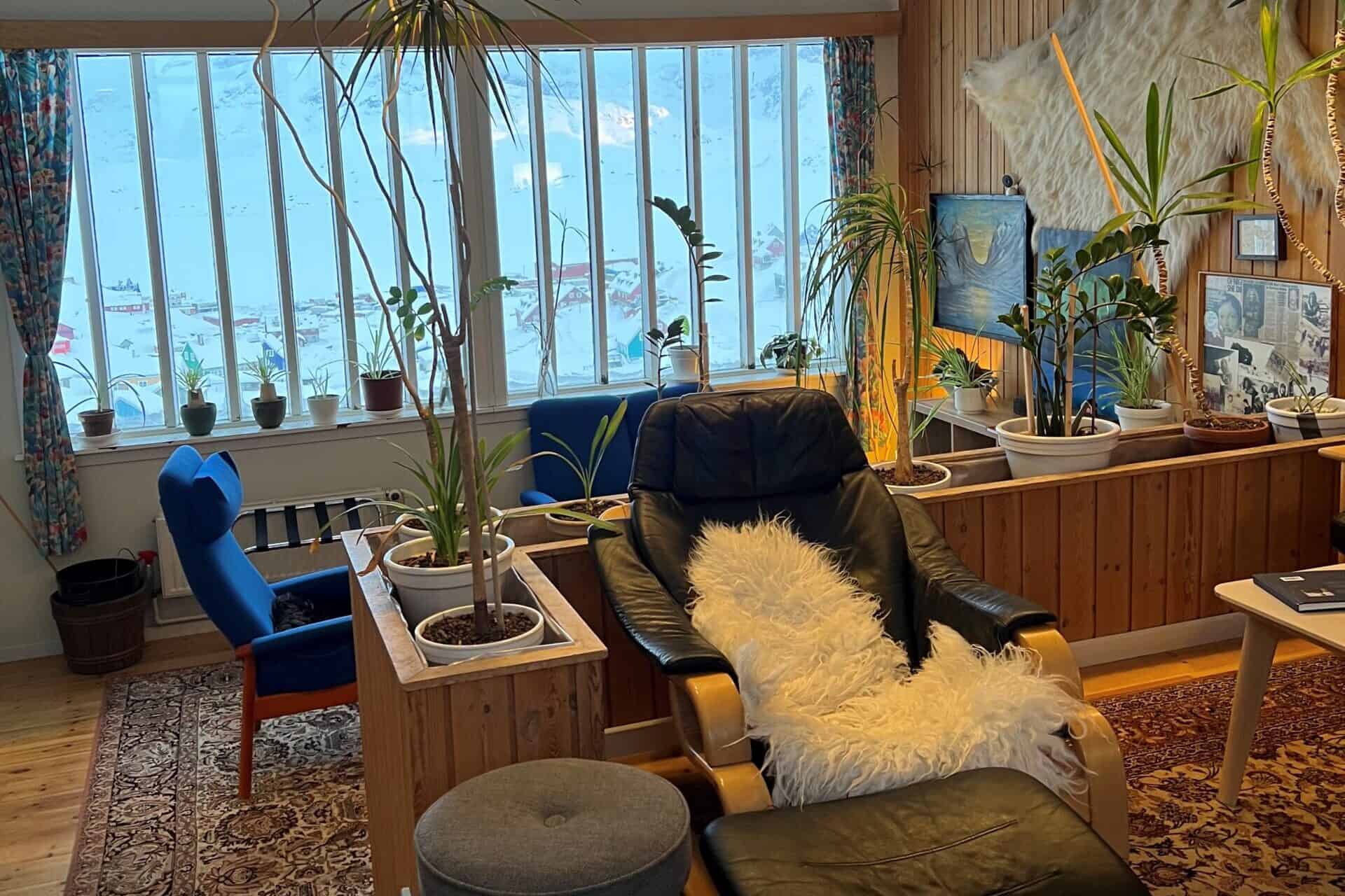 Cozy lounge area at Hotel Angmagssalik.