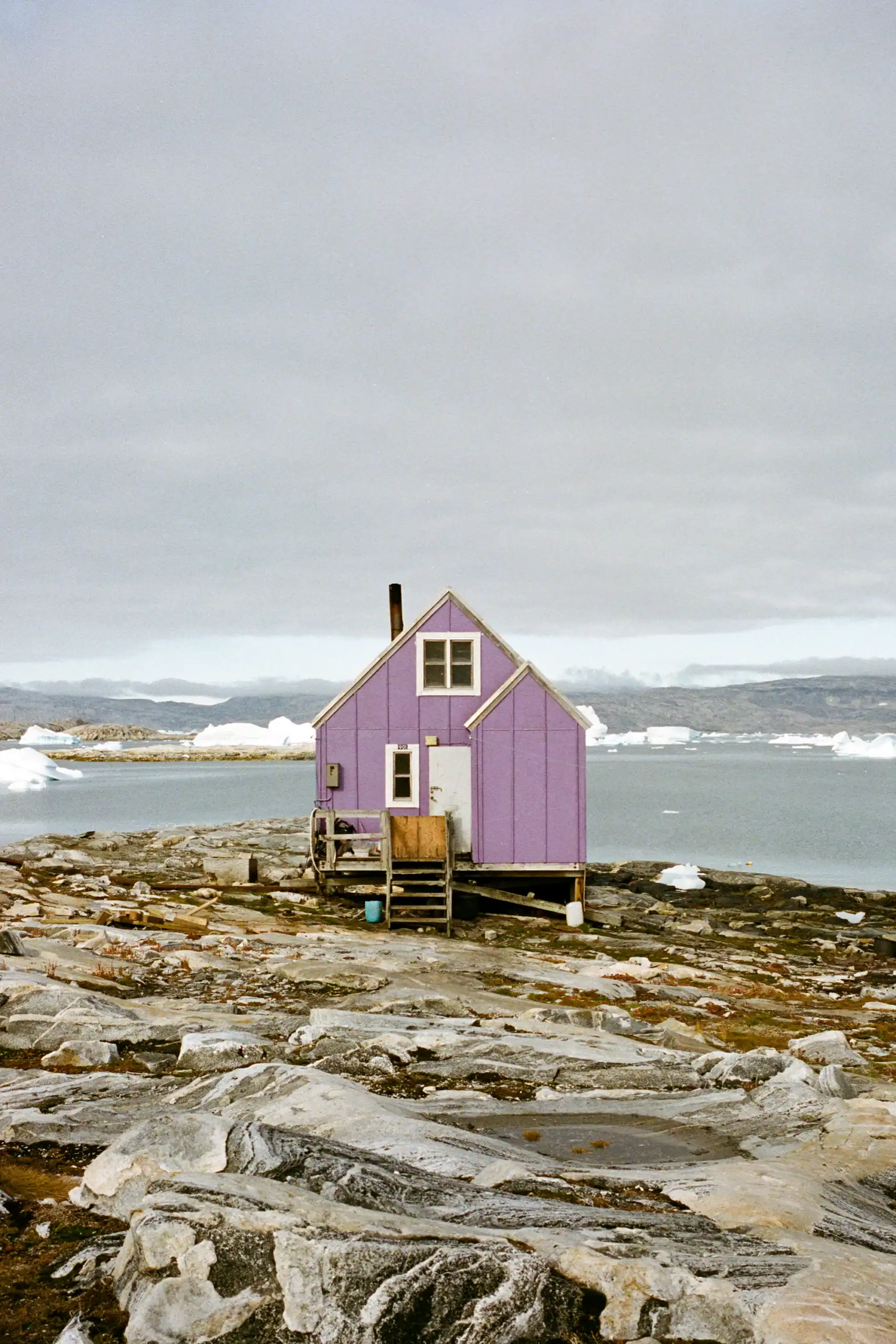 Iconic purple house in Isertoq.